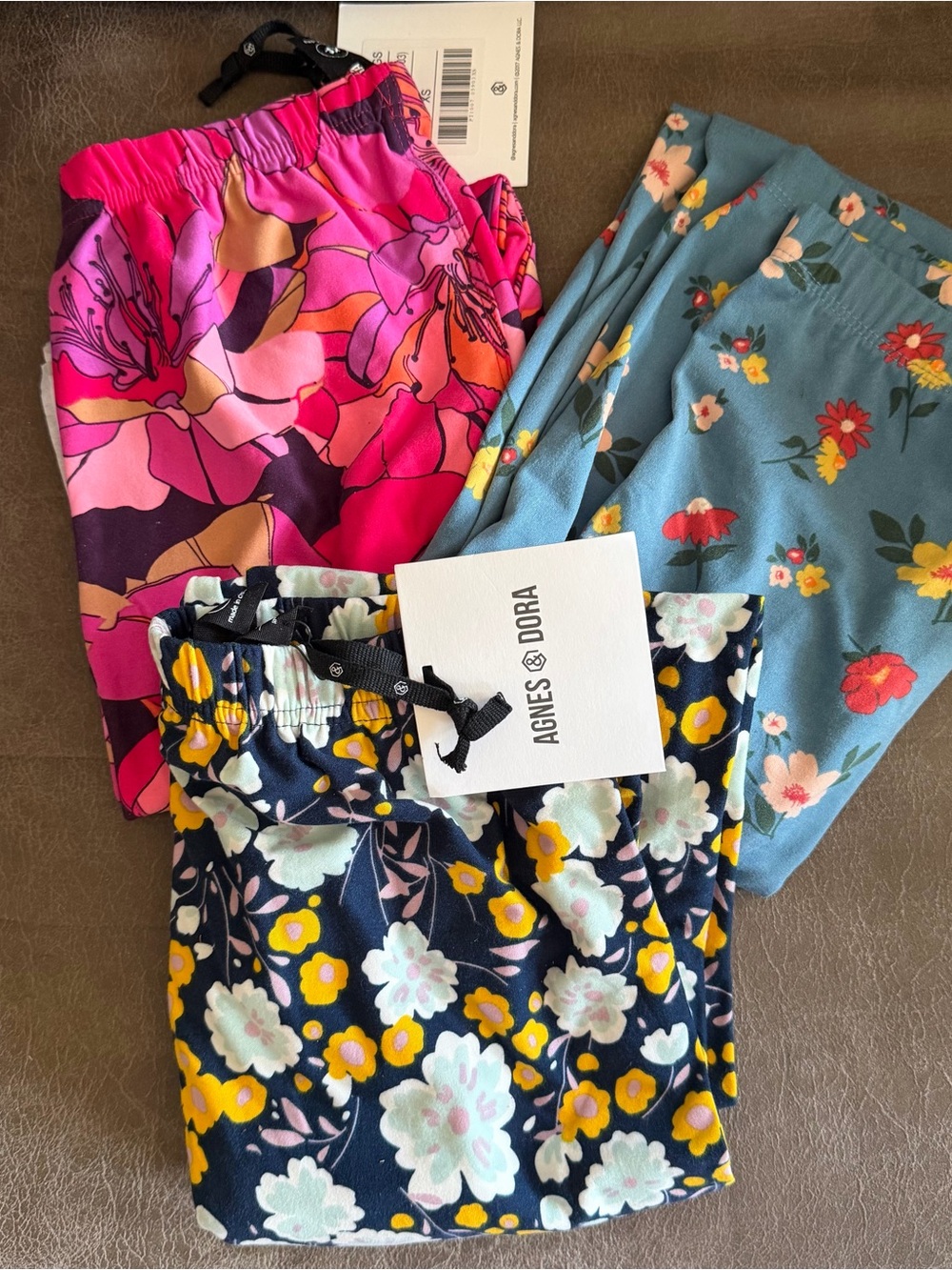 Agnes & Dora Floral Print Leggings - Navy, Pink & Teal